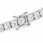 Close-up of the box clasp and safety catch on the 5mm tennis bracelet