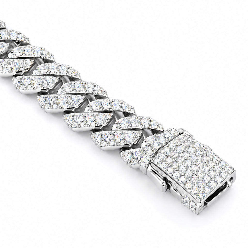 Close-up of the iced box clasp on an 8mm Cuban chain