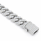 Close-up of the iced box clasp on an 8mm Cuban chain