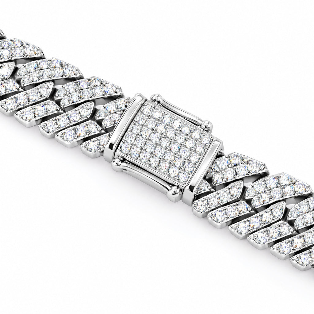 Close-up of the iced box clasp on the 8mm Cuban bracelet