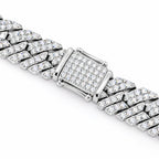 Close-up of the iced box clasp on the 8mm Cuban bracelet