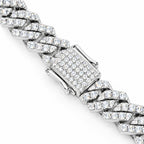 Close-up of the iced box clasp on a 10mm Cuban chain