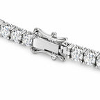 Close-up of the box clasp and safety catch on the 4mm tennis bracelet