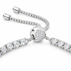 Close-up of the stone-set slider and box chain ends