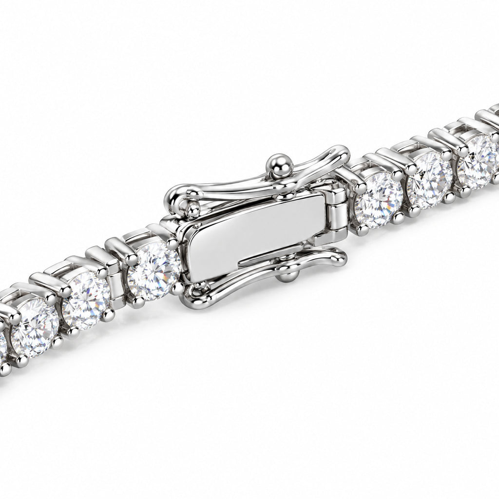 Close-up of the box clasp and safety catch on the 3mm tennis bracelet