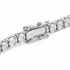 Close-up of the box clasp and safety catch on the 3mm tennis bracelet
