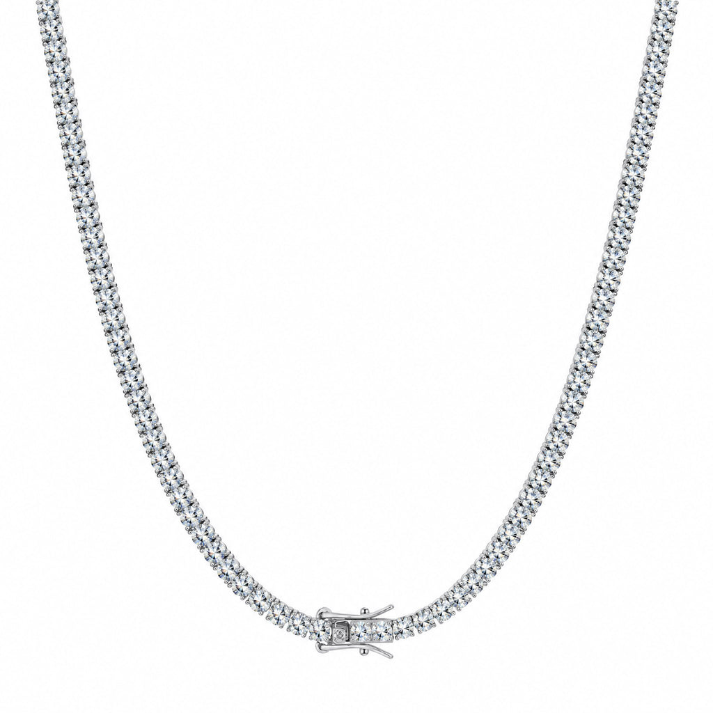 4mm moissanite tennis chain hanging in a U shape