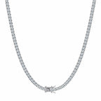 4mm moissanite tennis chain hanging in a U shape