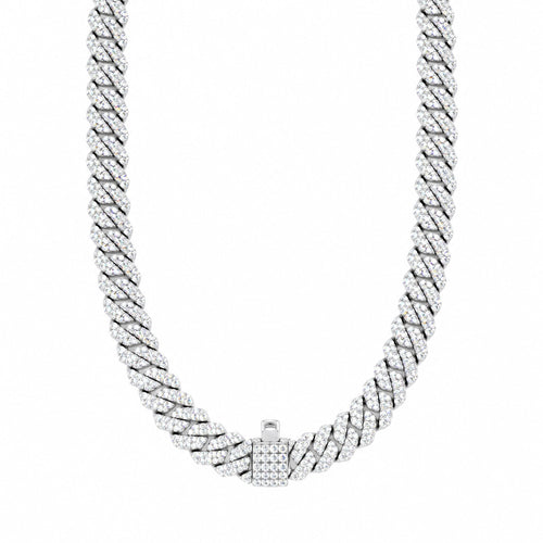10mm Cuban link chain hanging in a U shape with the clasp at the bottom