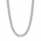 8mm Cuban link chain hanging in a U shape with the clasp centred