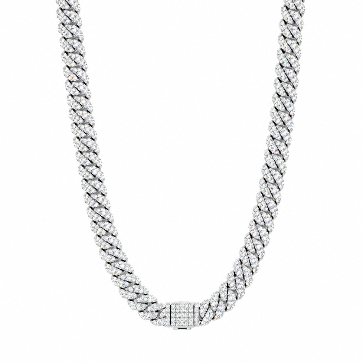 8mm Cuban link chain hanging in a U shape with the clasp centred