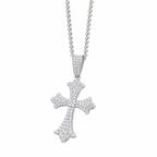 Front view of the floral-tip cross pendant