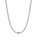 3mm moissanite tennis chain hanging in a U shape