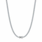 3mm moissanite tennis chain hanging in a U shape