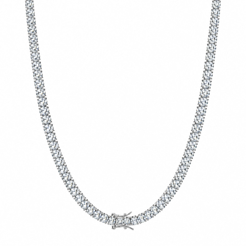 5mm moissanite tennis chain hanging in a U shape