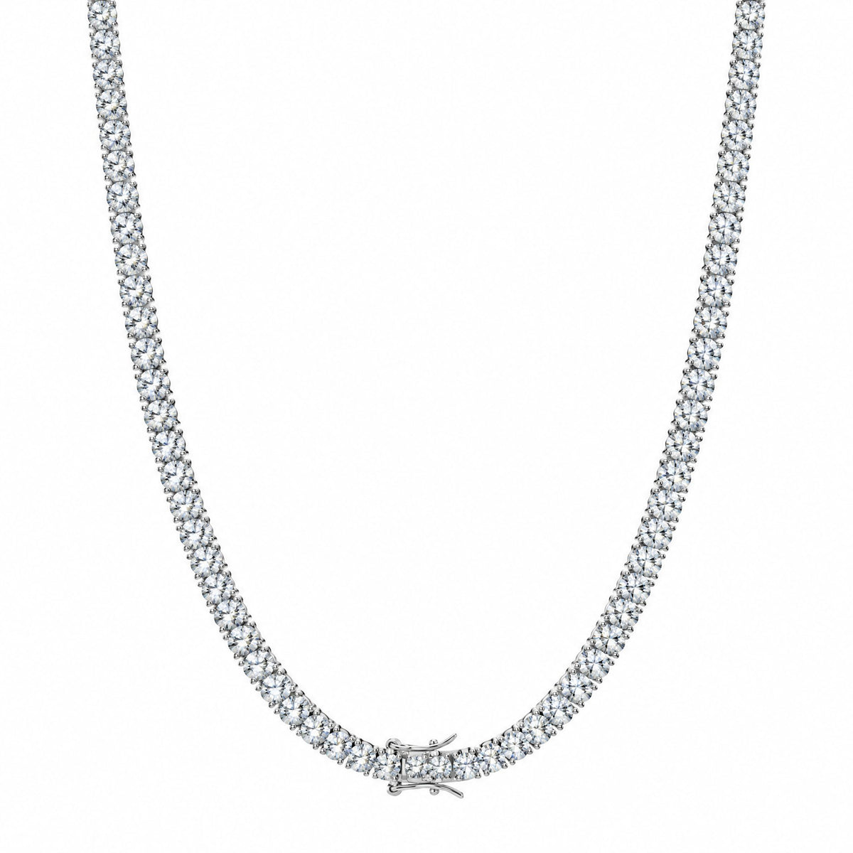 5mm moissanite tennis chain hanging in a U shape