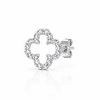 Single clover outline earring at an angle