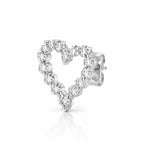 Single heart outline earring at an angle