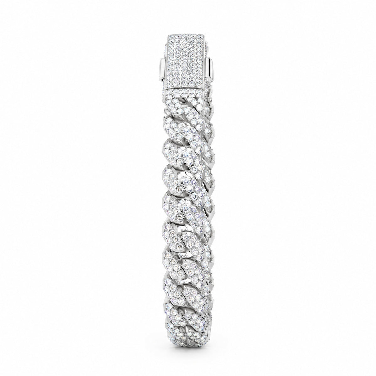 10mm Cuban link bracelet standing upright, clasp at the top