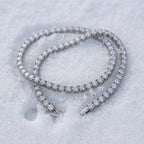 4mm tennis chain draped across snow