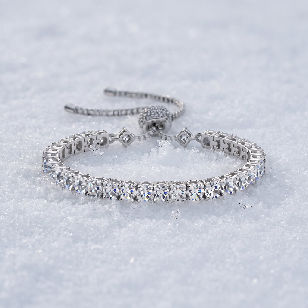 Adjustable tennis bracelet on snow