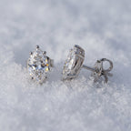 Pair of marquise studs on snow