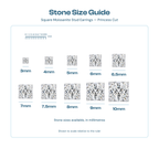 Stone size guide for princess-cut studs from 3mm to 10mm