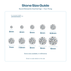 Stone size guide for round studs from 3mm to 10mm