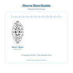 Stone size guide showing a 6mm by 3mm marquise stone