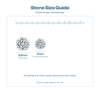 Stone size guide showing a 2.5mm centre stone and 2mm surrounding stones